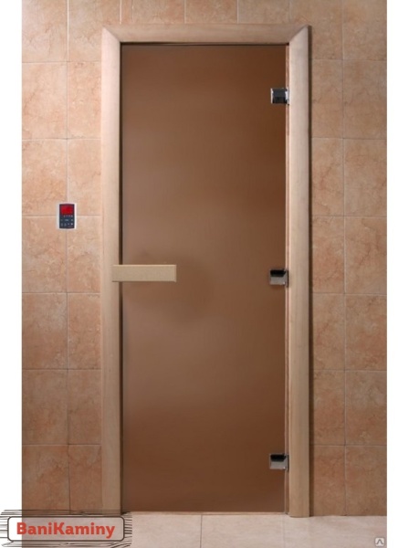 Дверь для сауны БРОНЗА МАТОВАЯ 1800*700 6мм DoorWood (коробка осина)